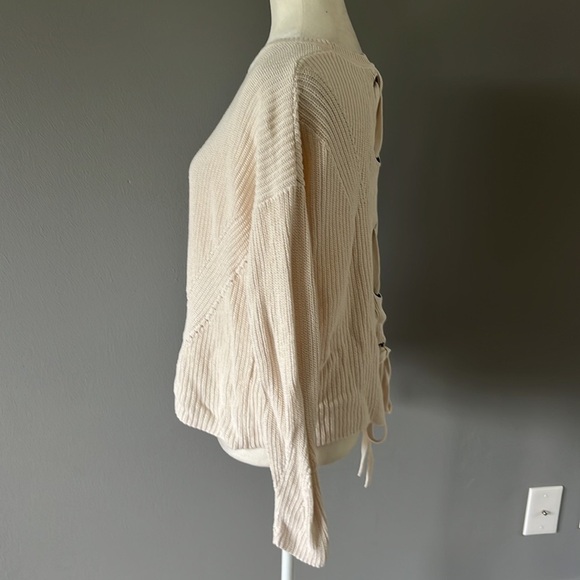 Lucky Brand Cream Knit Sweater with Lace Up Back Detail - Picture 4 of 11